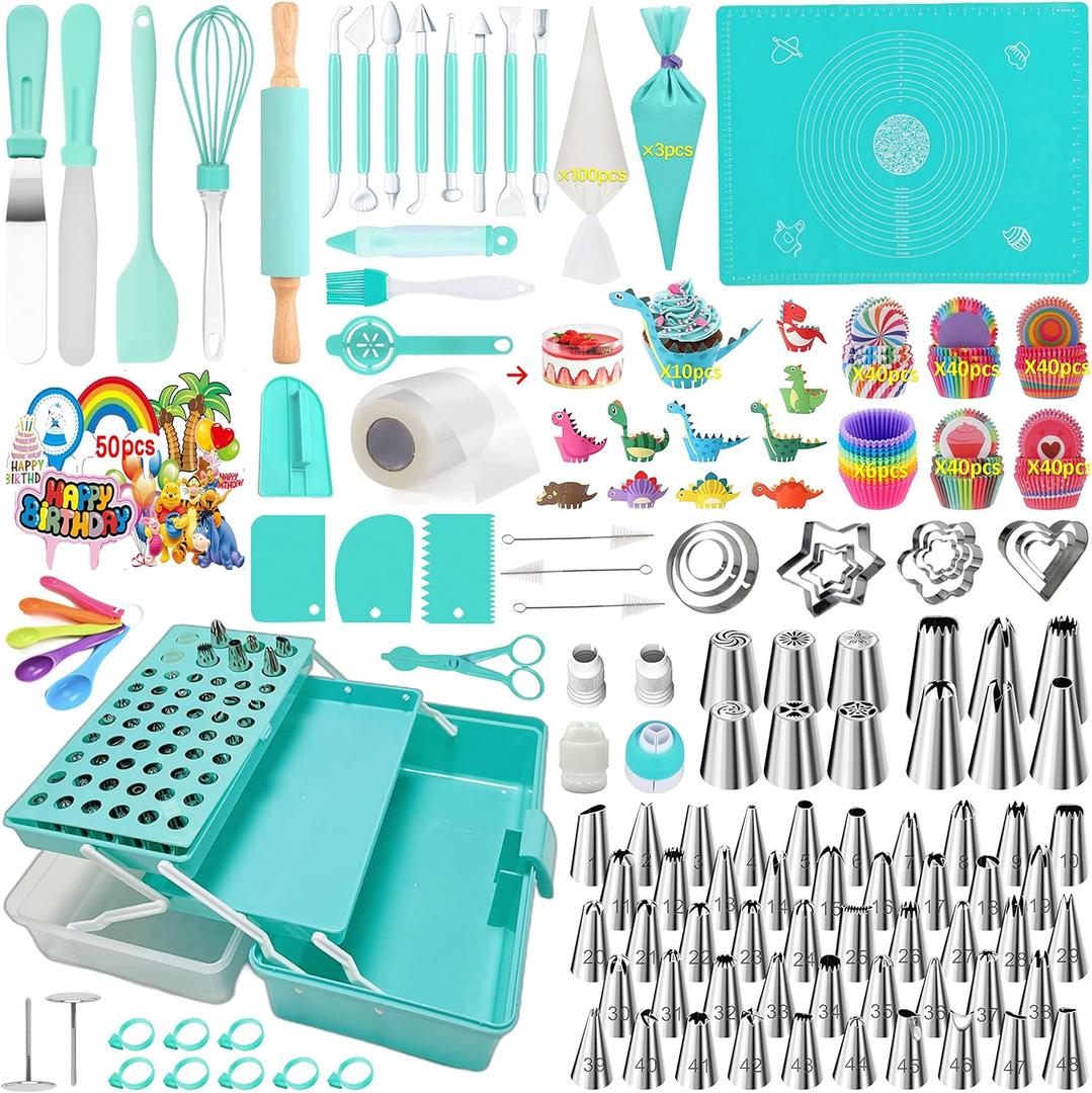 Cake Decorating Kit,Piping Bags and Tips Set,Cake Decorating Supplies,Frosting Piping Kit,Cake Baking Supplies for Beginners (488PS)