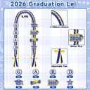 2026 Graduation Leis with Glitter Pins 2026 Grad Decorations Handmade Double Braided Satin Lei for Class of 2026 Graduate Her Him High School College Grad Party Supplies - Blue Gold