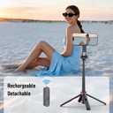 Magnetic Tripod for iPhone, 37'' Portable Selfie Stick with Remote, Four-Leg Support Cellphone Stand for MagSafe, Fits Selfie Video Recording Gym Travel Essentials Accessories, Black