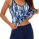 Yonique 2 Piece Tankini Swimsuits for Women with Boy Shorts Athletic Swim Tank Top Bathing Suits (Large, Blue Tie Dye)