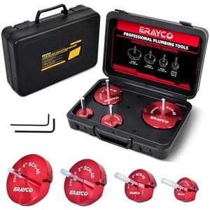 ERAYCO 4-Piece PVC Pipe Reamer Kit, Plastic Pipe Fitting Reamer Tool, Fit into Standard 1/2" Drills, PVC Fitting Saver for SCH40 PVC CPVC ABS Pipe (1-1/2'', 2'', 3'', 4'')