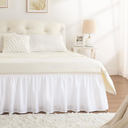 RIMELA White Bed Skirt   15 Inch Drop, Elastic Bed Skirting for Adjustable Bed Base & Frame, Bedding Dust Ruffle Easy to Install, Wrap Around Bedskirt, Room Decoration