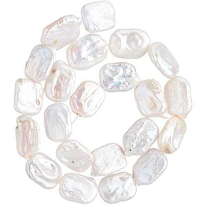Baroque Pearl Beads Natural Irregular Cultured Freshwater Pearl Loose Bead Flat Rectangle Beads for Earrings Necklaces Bracelets Jewelry Making(18-20Pcs/strand)