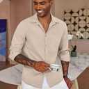 COOFANDY Men's Button Down Long Sleeve Shirt Casual Untucked Dress Shirt Regular Fit Wedding Shirts (Beige, M)