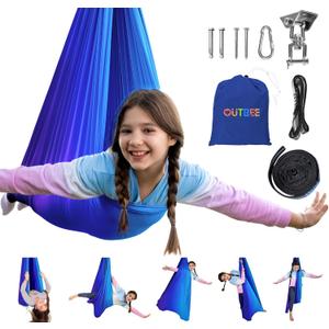 OUTREE Double Layer Therapy Swing with 360 Swivel Hanger, Healing & Relaxing Cuddle Swing for Kids and Adults with Autism, ADHD, Sensory Processing Disorder (Blue-Purple Gradient)