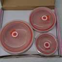 Whitenesser Food Storage Containers with Lids, Pink Ceramics Bowls Set with Lids  Japanese Microwave Nesting Mixing Bowls Set Serving Soup Salad Snack Noodle Friut(3 Piece Set)