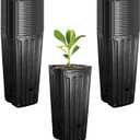 RunNico 50pcs Plastic Deep Plant Nursery Pots, 9.8Tall Tree Pots,Black Deep Seedling Container Pots with Drainage Holes for Indoor Outdoor Gardening (4.7" Wx9.8 H)