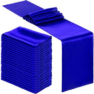 Bencailor 24 Pcs Royal Blue Satin Table Runner Bulk 12 x 108 Inches Long Table Runners Bright Smooth Fabric Tablecloth for Wedding Banquet Birthday Spring Graduation Party Decorations