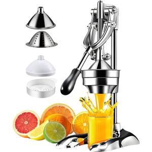 Manual Juicer Hand Press - Heavy Duty Stainless Steel Citrus Juicer Squeezer, Commercial Cold Press for Lemon, Orange, Pomegranate, Professional Metal Fruit Juicer, Easy to Clean