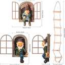 Thyle 4 Pieces Garden Gnomes Outdoor Tree Hugger Gnome Fairy Statue Elf Out the Door Resin Figurine Hanging Ladder Decoration Tree Faces Decor Outdoor for Patio Yard Lawn(Rustic Style)