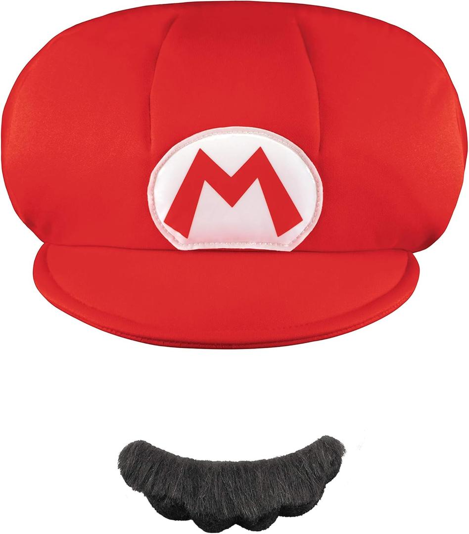 Nintendo Super Mario Brothers Mario Child Hat and Mustache, One Size Child