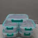 BAYZZ Glass Food Storage Containers, 5 Pack 35 Oz Glass Meal Prep Containers, Lunch Boxes with Airtight BPA-Free Lids, Microwave, Freezer and Dishwasher Safe,Green