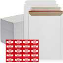 125 Pack 6x8 Self-Seal Rigid Mailers | Stay Flat White Cardboard Envelopes for Photos, Documents & CDs | Heavy Duty 420 GSM