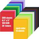 Colored Cardstock Bulk 300 sheets, 8.5 x 11 Cardstock Paper Set, 20 Assorted Colors Construction Paper,180 GSM Card Stock Scrapbooking Supplies for Diy Crafts Cricut Card Making