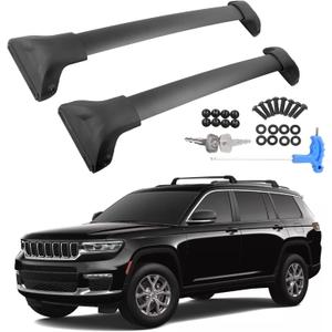 Roof Rack Cross Bars Compatible with Grand Cherokee L 2021-2025 and 2022-2025 Grand Cherokee WL, Black Matte Aluminum Anti-Corrosion Crossbars with Anti-Theft Lock