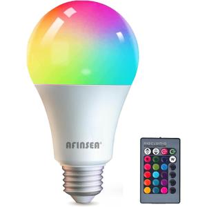 RGB Color Changing Light Bulbs,9W RGB LED Light Bulbs,40W Equivalent A19 E27/E26 Warm White 6500K,16 Color Multicolor Light Bulb Dimmable Light for Home Party Bedroom Outdoor(1Pack)