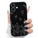 NITITOP Compatible with iPhone 16 Case Cute Flowers - Black