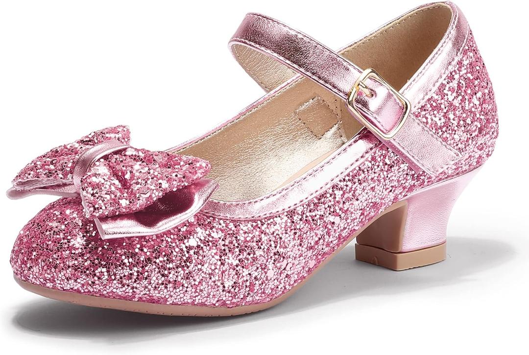 PANDANINJIA Girls Toddler/Little Kid Jada Dress Mary Jane Pumps Bow Low Heels Party Wedding Princess Shoes 11