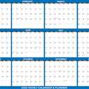 2k 2" x 48" SwiftGlimpse 2026 Wall Calendar Erasable Large XL Wet & Dry Erase Laminated 12 Month Annual Yearly Wall Planner, Reversible, Navy