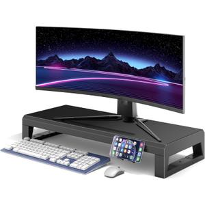 Computer monitor stand Laptop Desk Shelf & Monitor Riser 21.6 inches long desk riser Monitors/PC/Laptop/Computer Space Saver Organizer Heavy Duty Gift Gaming Studio Office(Basic Version, 550mm)