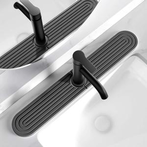 Diatomite Sink Splash Guard - DryingNeat Kitchen Faucet Mat, Instant Dry Water Absorbing Stone Tray for Sink, Durable Black Protector for Kitchen Bathroom Counter [Dark Grey, 23.6"x 3.9"]