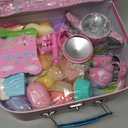 Tea Party Set for Toddles 3-5,53PCS Musical Kids Tea Set for Little Girls with Dessert,Cookies,Doughnut,Cake,Cake Stand,Tablecloth & Carrying Case,Kitchen Pretend Play Toys for Girls Boys Age 3-6