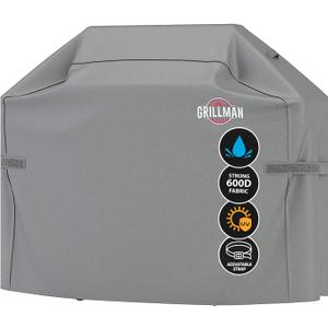 Grillman Grill Cover, BBQ Outdoor Grill Covers, Charcoal, Gas Grills, Waterproof, Rip-Proof, Weather-Resistant, Anti-UV, Barbecue Cover for Weber, Genesis, Charbroil, Nexgrill, etc (Gray, 58 Inch)