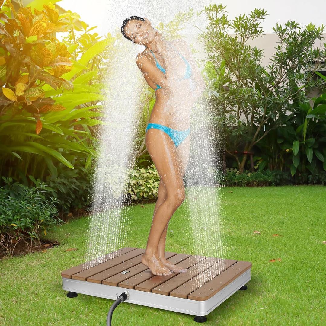Dyna-Living Outdoor Pool Shower Garden Shower, 157.5-inch Water Flow Height Adjustable with Foot Wheel, Portable Outdoor Shower Floor Camping Pool Sauna Shower Outdoor Sprinkler, 441 lbs Load-Bearing