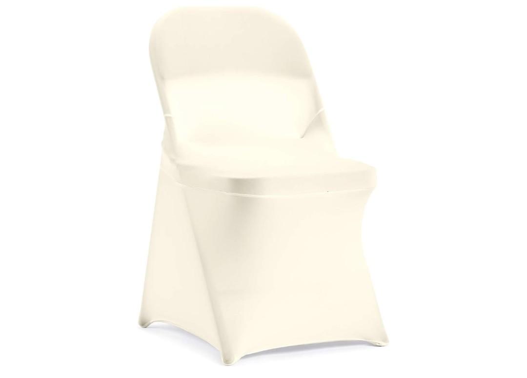 Peomeise Stretch Spandex Folding Chair Cover for Wedding Party Dining Banquet Event (Ivory)