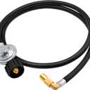 ABYDA 5 Feet Propane Regulator and Hose with Elbow Adapter for Blackstone 17 inch and 22 inch Table Top Griddle, Replacement Parts Connect to Large Propane Tank