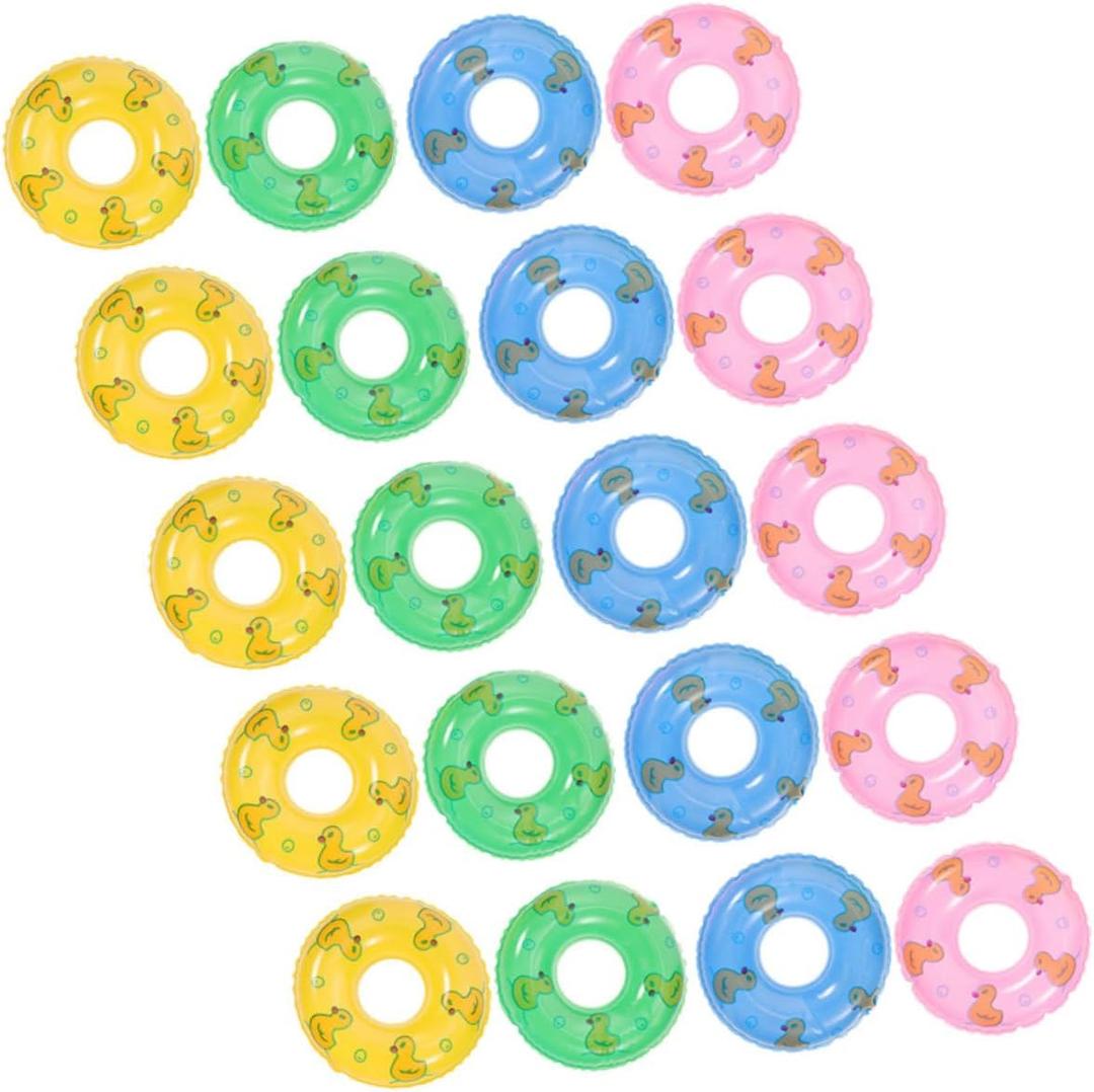 20Pcs Mini Swim Rings Inflatable Tiny Pool Floats for Mini House Decoration Random Colors Material for Pool Parties and Creative Decor