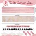 6 Pcs Dusty Pink 10ft Valentines Cheesecloth Table Runner and White Lace Table Runner 14 x 120 Inch Embroidered Boho Tables Runners for Vintage Rustic Wedding Bridal Baby Shower Birthday Party Decor