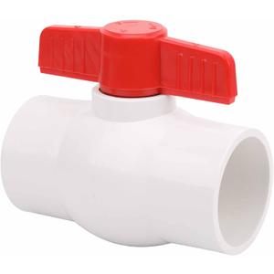 2" PVC Ball Valve Water Pipe Shut-off Valve Socket with Red T-Handle for Cold Water Supply lines, Irrigation Pipe fitting System(Socket x Socket), Schedule 40