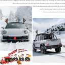 Premium Reindeer Car Kit, Cute Auto Decoration Set with Antlers & Nose, Reindeer Kit for Vehicle Window Roof & Front Grille (Coffee)