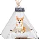 Pet Teepee with Cushion for Dogs and Cats Puppies House with Bed Pet Tent Bed Indoor Outdoor (Modern)