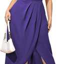 SCOMCHIC Women's Plus Size Dress Sleeveless Spaghetti Strap Cowl Neck Wrap Party Cocktail Cami Dress (3X-Large Plus, Purple)