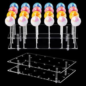 NiHome Cake Pop Stand 24 Holes Aryclic Display Stands for Dessert Table 2-Tier Cupcake Lollipop Candy Display for Wedding Party Anniversary Holiday Celebration (Rectangle)