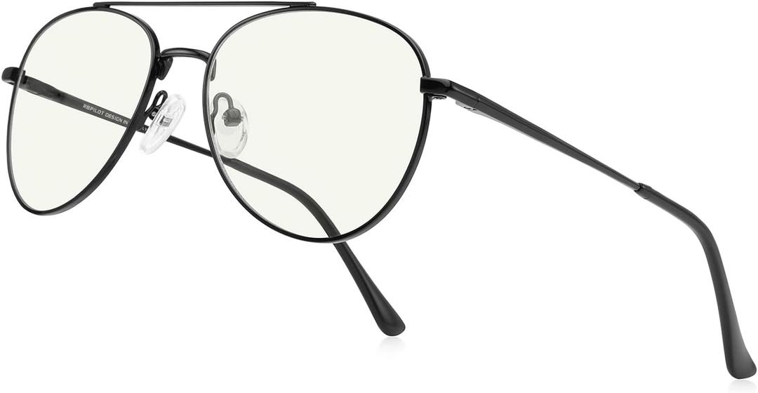 Aviator Reading Glasses for men and Women Blue Light Blocking Lens, Spring Temple (Black), Lens Width: 54 Millimeters, Magnification Strength: 2.25 x