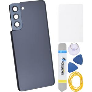 Phantom Gray Plastic Back Panel Cover Replacement for Samsung Galaxy S21 with Rear Camera's Frame Rear Camera's Glass Cover Pre-Install Adhesive and Installation Instruction Tool Kit