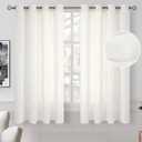 BGment 54 Inch Length Cream Sheer Curtains 2 Panels Set for Bedroom, Grommet Light Filtering Casual Textured Privacy Semi Sheer Cotton Curtains for Bay Window (Each 52 x 54 Inch, Ivory Cream)