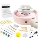 Mini Pottery Wheel Kit - 6" Pottery Wheel for Kids, Teens & Adults Beginners, 2 Lb Air Dry Clay & 18PCS Clay Tools Included, Crafts for Home DIY, Ceramic Work & Art Creatio