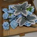 25PCS Rose Artificial Flower Heads 7 CM 2.75 in Velvet Rose Flowers Real Look Rose Flower Heads for DIY Wedding Home Party Baby Shower Decor (Light Blue)