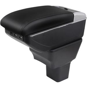 for Nissan Kicks Armrest 2016-2023 Car Center Console Organizer with Middle Compartment Easy Installation with Cup Holder and USB Port (Black)