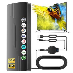 2025 Upgraded TV Antenna Indoor Outdoor, 360° Reception 2800+ Miles Long Range, Digital Antenna with Signal Booster, Waterproof,Supports 8K 4K HD 1080P Tv Antenna for Local Channels