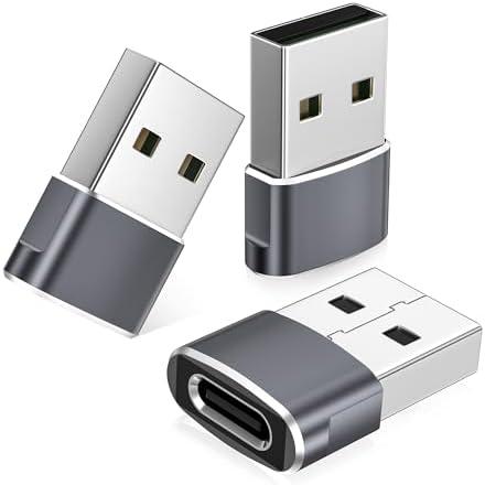 Basesailor USB to USB C Adapter,USBC Female to USB A Male Adapter,Type C Converter Charger for iPhone 17 17e Pro Max,16 15,Apple Watch iWatch S11 S10 SE,AirPods 5,iPad mini Air,Samsung Galaxy S25 S26 Set of 5