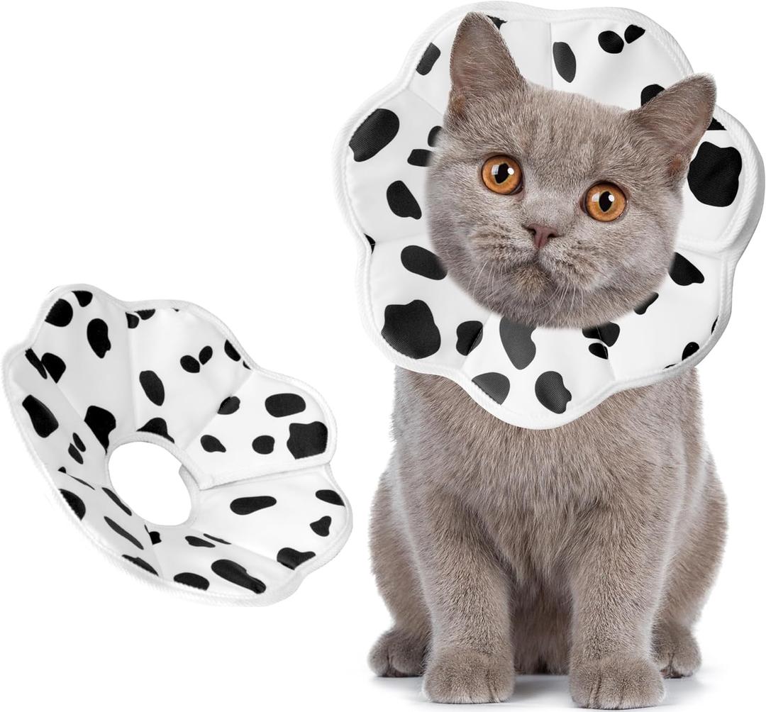 Soft Adjustable Cat Cone Collar, Comfortable Cat Recovery Collar Suitable for Various Types of Cats,Elizabethan Neck Protective Collar for Cats After Surgery (Milk, X-Small)