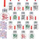 Aodaer 48 Pack Christmas Booze Balls Ornament Fillable Drink Balls with Stickers Clear Round Christmas Tree Decor Ball Water Bottle Bulbs Juice Bottles for Xmas Holiday Party DIY Crafts, Silver