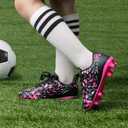 DREAM PAIRS Boys Girls Soccer Cleats Youth Firm Groud Athletic Outdoor Trainning Football Shoes for Little/Big Kid,Size 13.5 Little Kid,Black/Hot Pink,HZ19003K