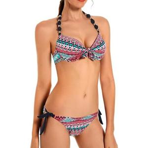 EONAR 2024 Trending Push Up Bikini Set Underwire Swim Top & Brazilian Bottom UPF50+ Push-Up Padding & Adjustable Ties C Cup Support Beachwear (M, Black Sling)