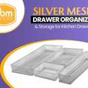 YBM HOME Silver Mesh Drawer Cabinet and or Shelf Organizer Bins, School Supply Holder Office Desktop Organizer Basket 1611s (1, 6x15x2 Inch)